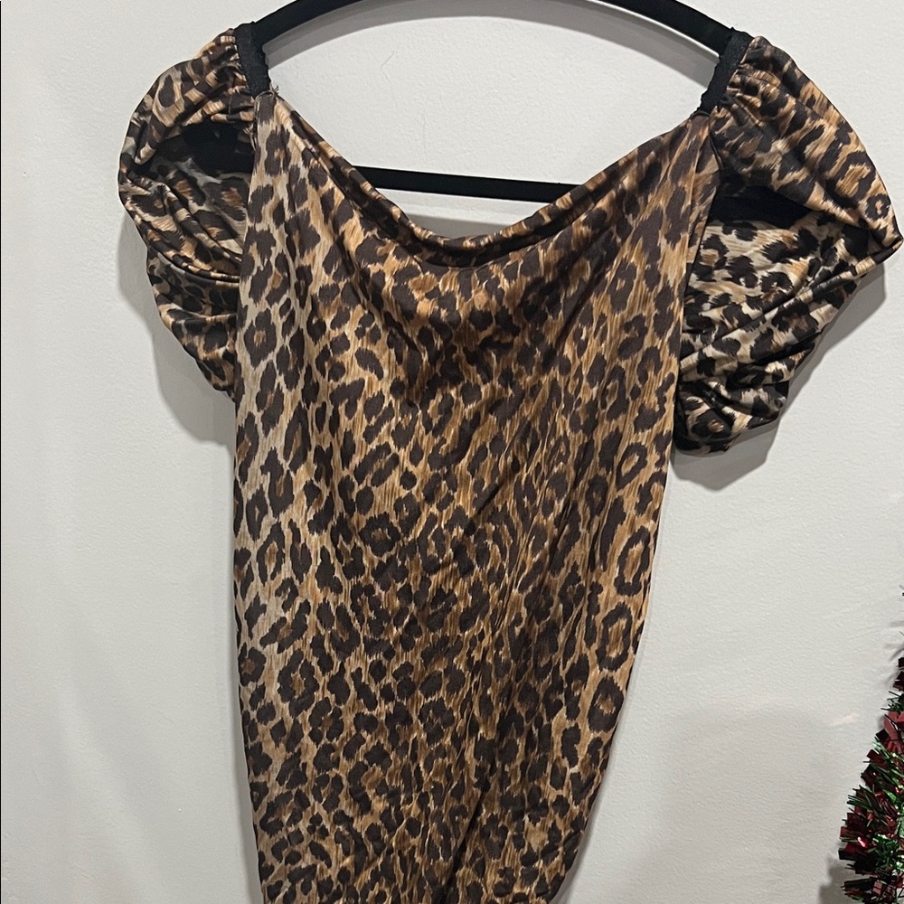 Leopard Print Off-Shoulder Dress